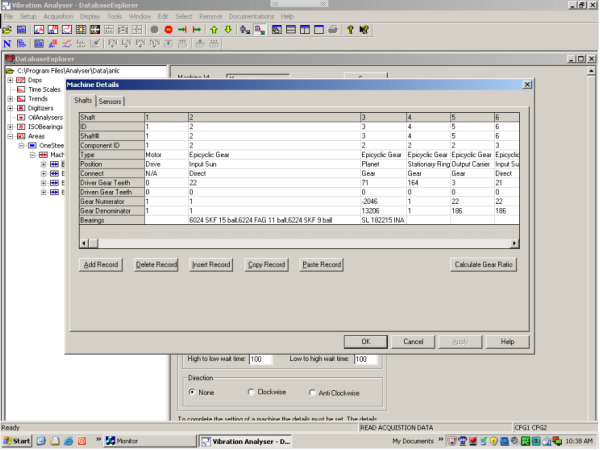 Creating A Machine Database - Analyser - Online Condition Monitoring System