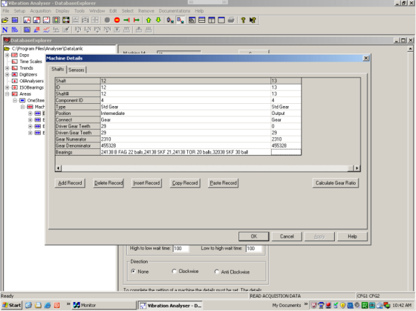 Creating A Machine Database - Analyser - Online Condition Monitoring System